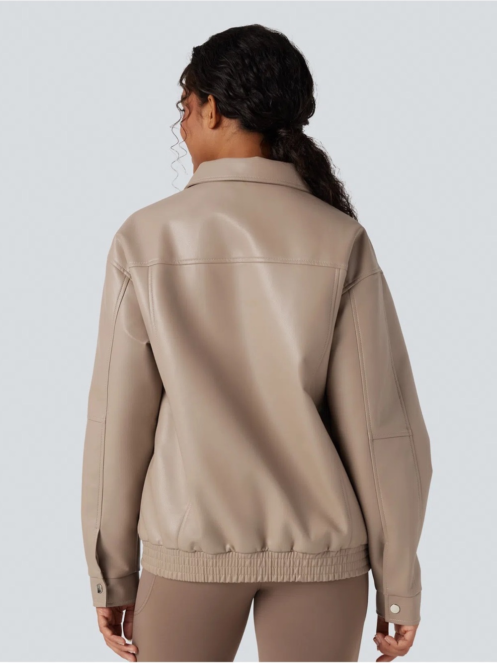 Halara Relaxed Casual Faux Leather Jacket - Picture 2 of 8